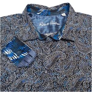 Robert Graham Shirt 3XL Mens L/S Button Up Blue Paisley Flip Cuff
